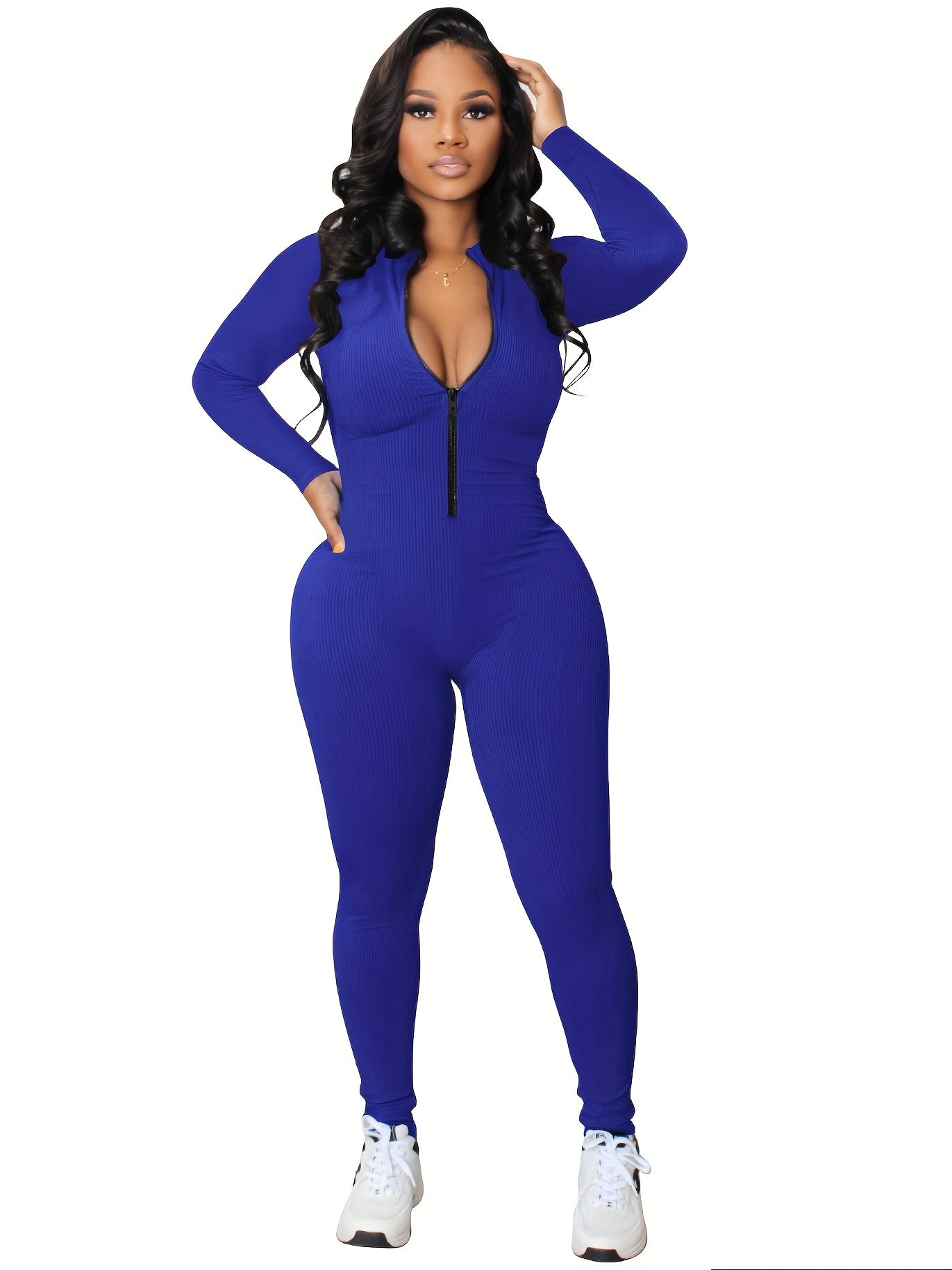 Women's Zip-Front Slim Jumpsuit - Cozy, Stretchy & Chic - Perfect for Spring/Fall