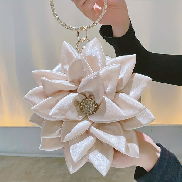 3D Flower Satin Clutch Wedding Purse