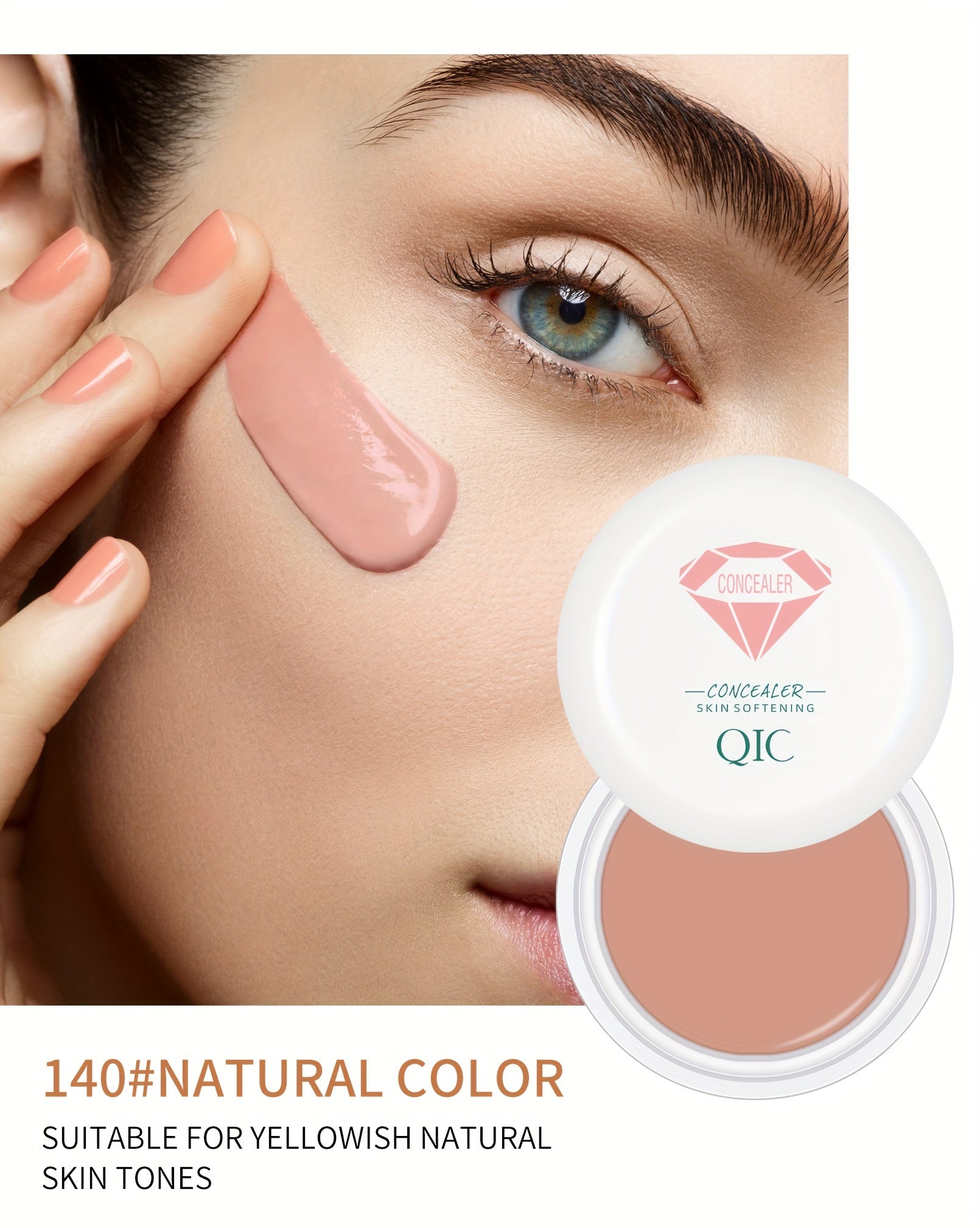 QIC Full Coverage Concealer & Foundation - Matte Finish, Natural Coverage for Dark Circles, Blemishes, & Contouring, Non-Cakey Formula, All Light Beige Types, Plant-Based Squalane, 1fl.oz, Beauty Product, Sleek Packaging, Smo
