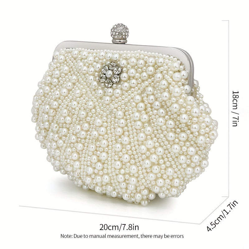 Event Clutch Bag, Buckle Metal Chain Handbag, Floral Handle Party Bag For Wedding