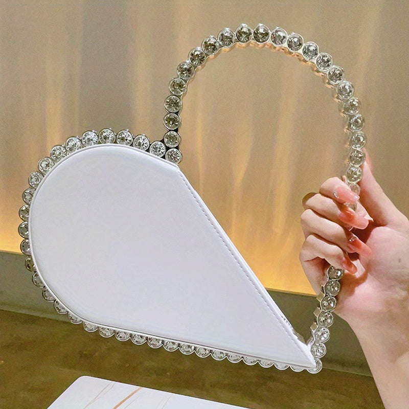 Mini Heart Shape Women's Elegant Evening Bag, Trendy Clutch Purse for Party Prom and Wedding