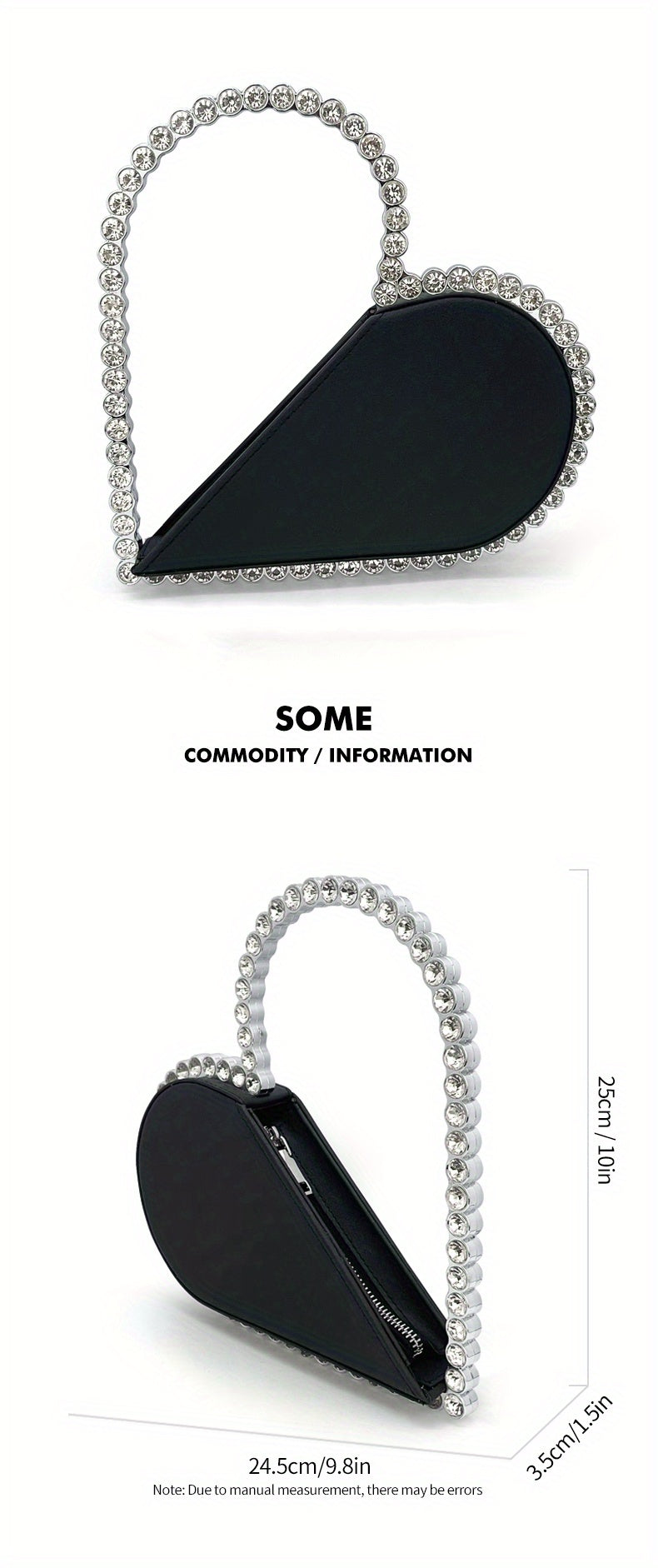 Mini Heart Shape Women's Elegant Evening Bag, Trendy Clutch Purse for Party Prom and Wedding