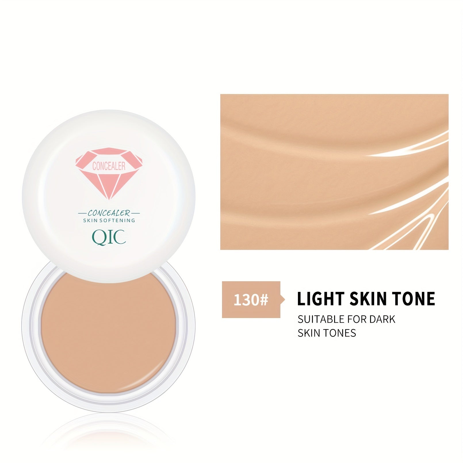QIC Full Coverage Concealer & Foundation - Matte Finish, Natural Coverage for Dark Circles, Blemishes, & Contouring, Non-Cakey Formula, All Light Beige Types, Plant-Based Squalane, 1fl.oz, Beauty Product, Sleek Packaging, Smo