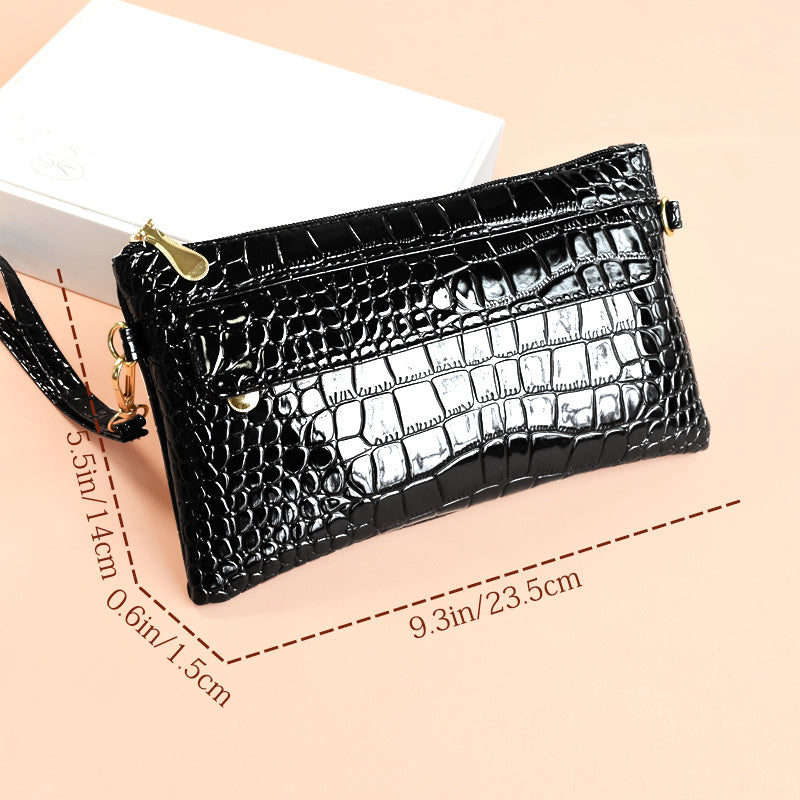 Croc Embossed Clutch Bag Women's Elegant Crossbody