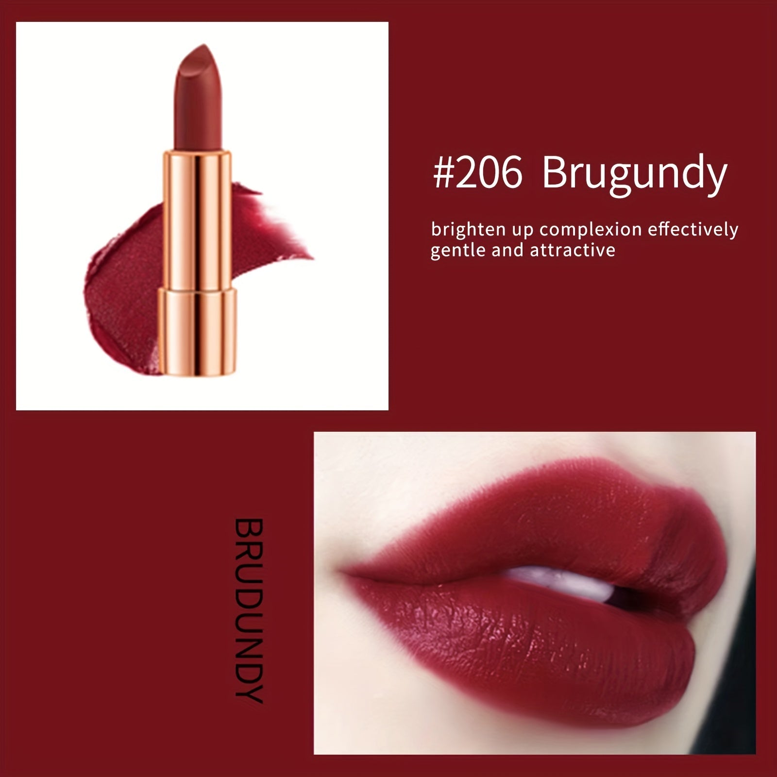 Velvet Texture Matte Lipstick Set - Long Lasting, Waterproof, Smudge Proof, Retractable Red Lipstick with Slivery Chain Bag Package Valentine's Day Gifts