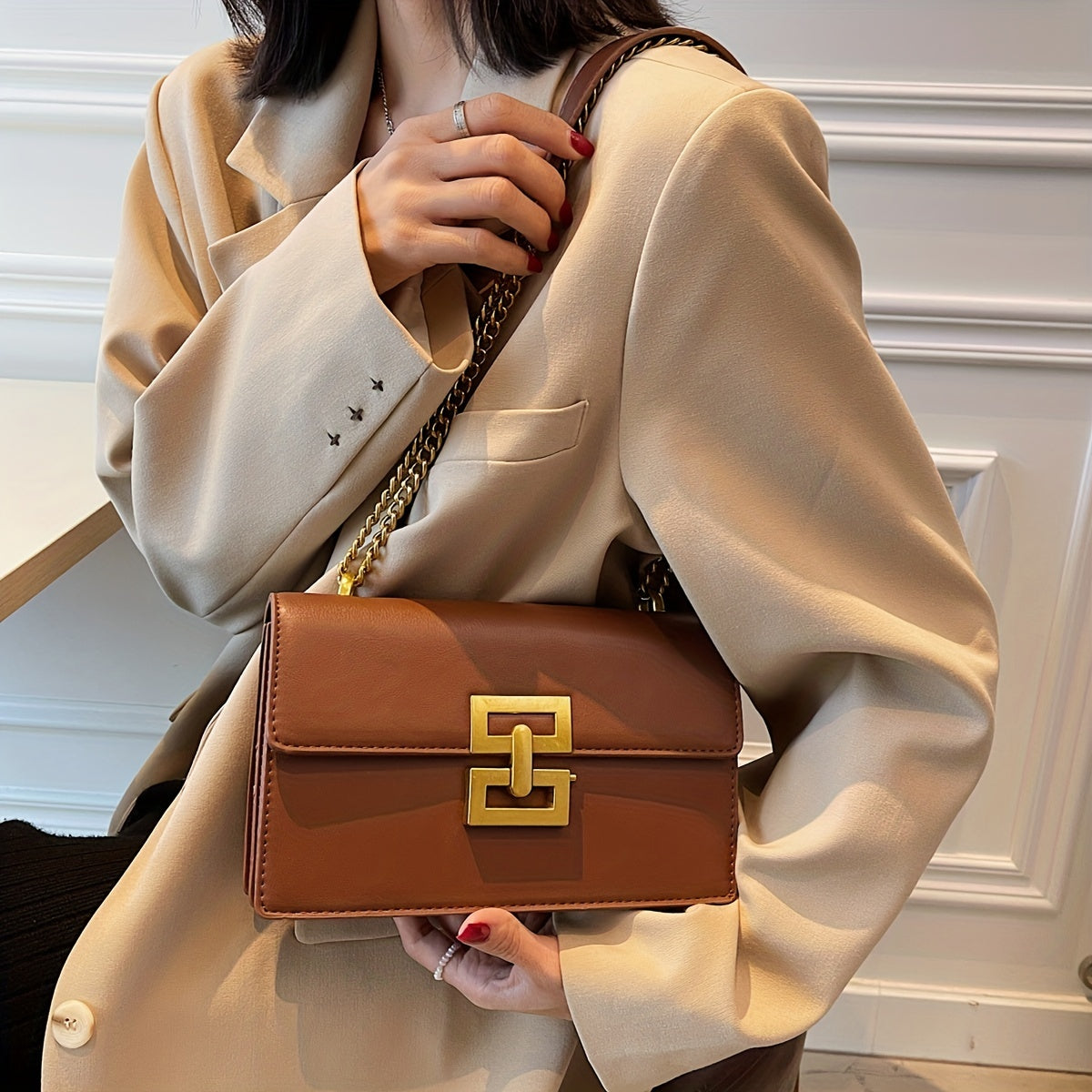 Women's Leather Crossbody - Square PU Bag for All Occasions