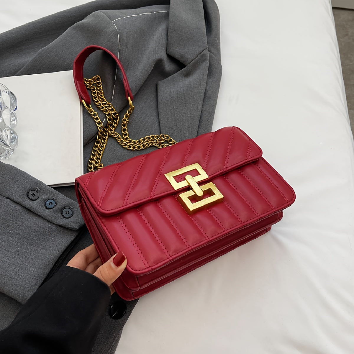 Women's Leather Crossbody - Square PU Bag for All Occasions