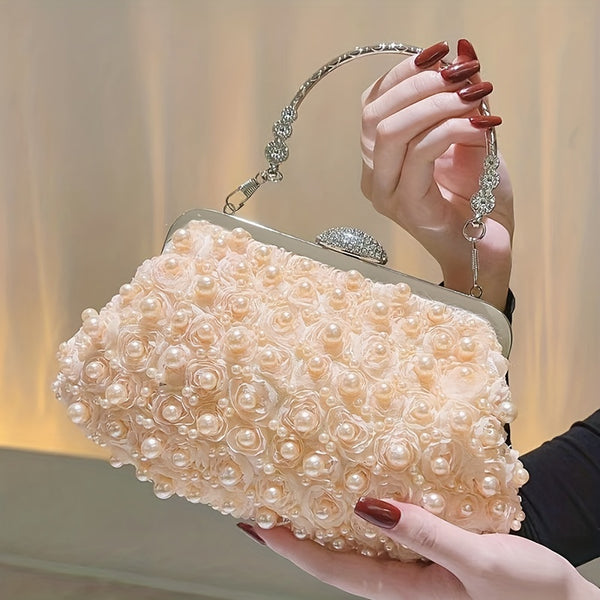Faux Pearl Evening Clutch for Weddings & Proms