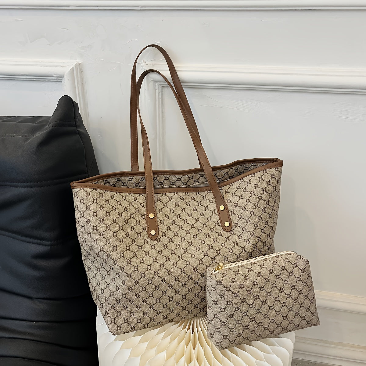 Women's Vintage Pattern Tote Bag, Large Capacity Shoulder Bag, Stylish Bag For Work