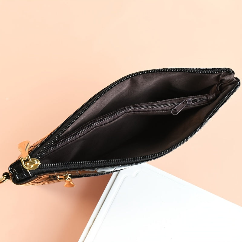 Croc Embossed Clutch Bag Women's Elegant Crossbody