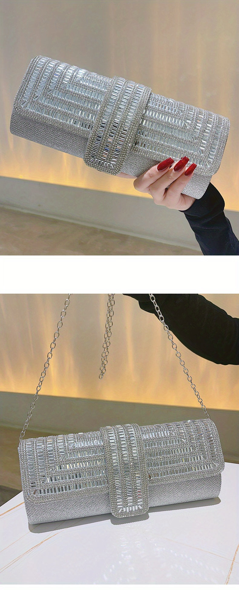 Evening Clutch Women Fashion Envelope Bag Prom Luxury Purse Sparkling Crystal Handbag Cocktail Party Handbag
