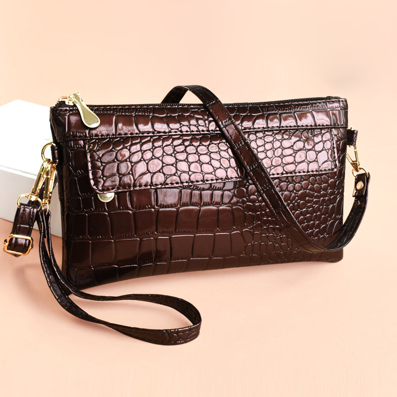 Croc Embossed Clutch Bag Women's Elegant Crossbody