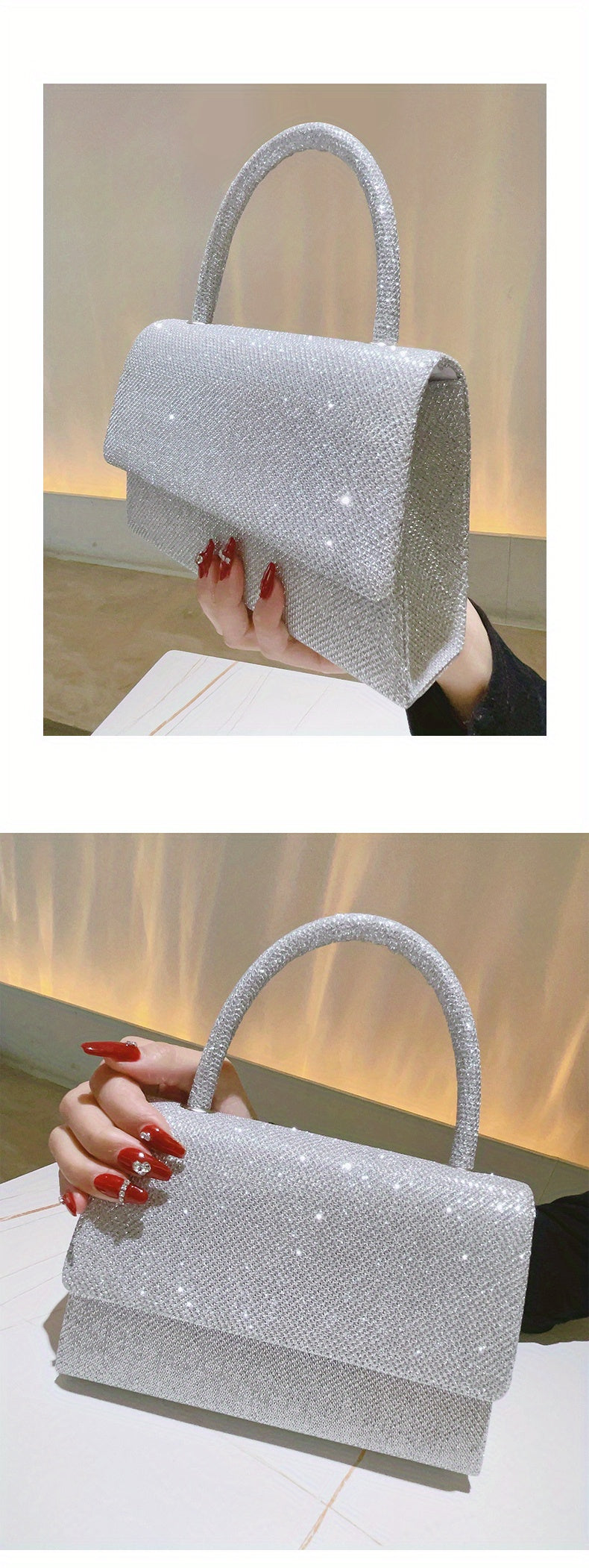 Evening Bag, Glitter Clutch Purse For Women, Sparkly Handbag For Wedding party