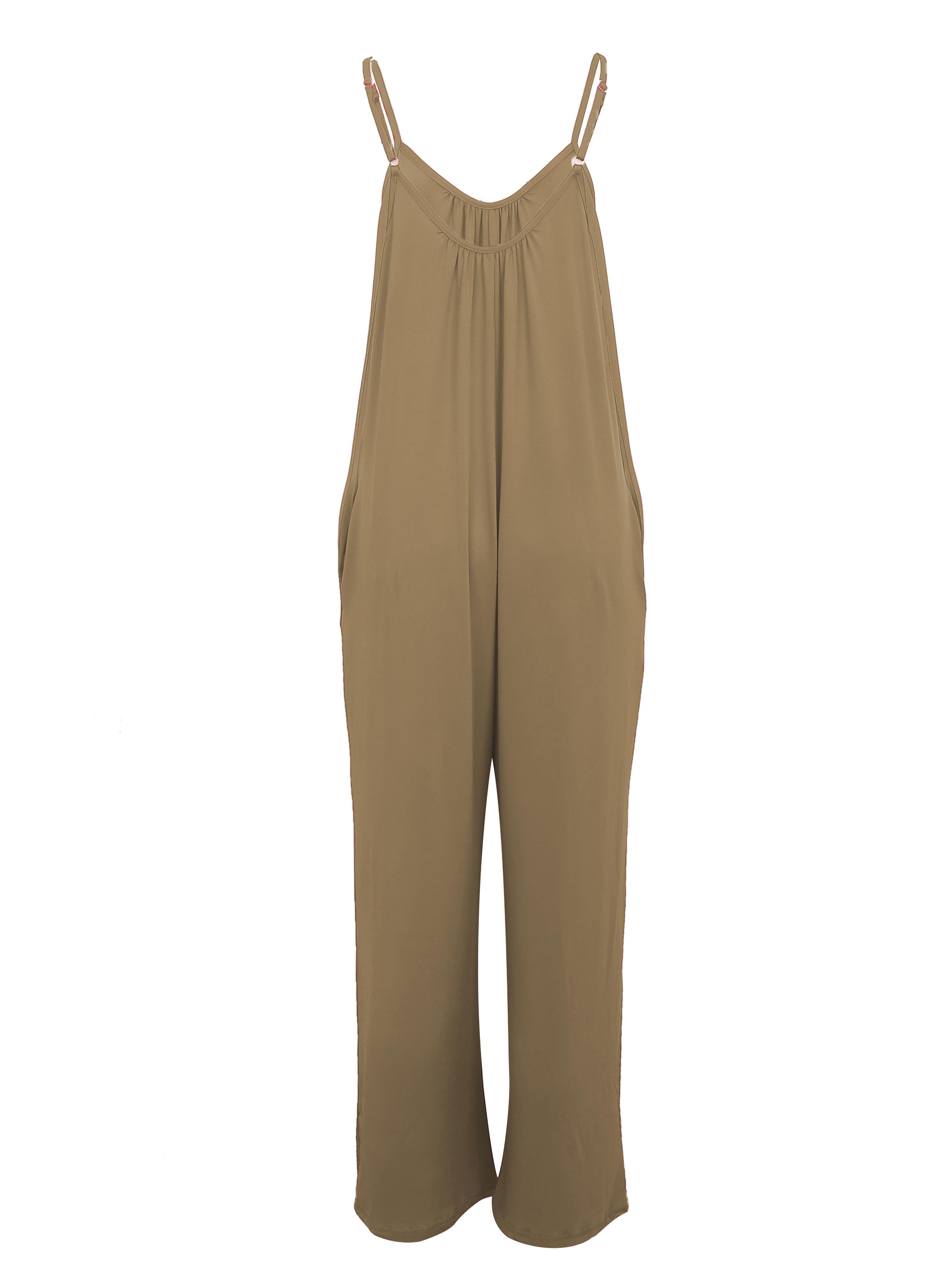 Women'S Light Blue Sleeveless Jumpsuit with Pockets - Casual Polyester Knit Fabric, V-Neck, Summer 2023, Beach Coverup, Beach Coverup Jumpsuit | Casual Style Jumpsuit | Knit Construction