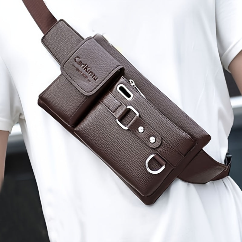 Large Capacity Waterproof Single Shoulder Bag, Men's Business Backpack with Multi-pocket and Wear-resistant Crossbody Design