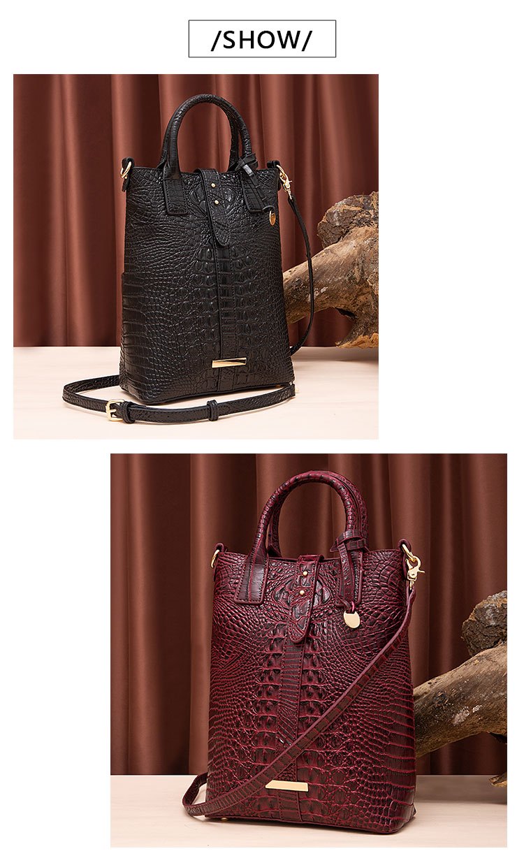 Luxurious Crocodile Embossed PU Tote Bag - Removable Strap, Buckle Closure, Edge Painted - Classic Womens Office and Work Purse for Trendy Ladies
