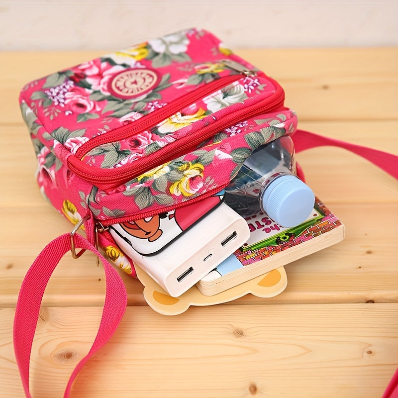 [Crossbody Bag] Soft-Sided Printed Crossbody Bag, Mini Shoulder Bag with Texture for Casual Use