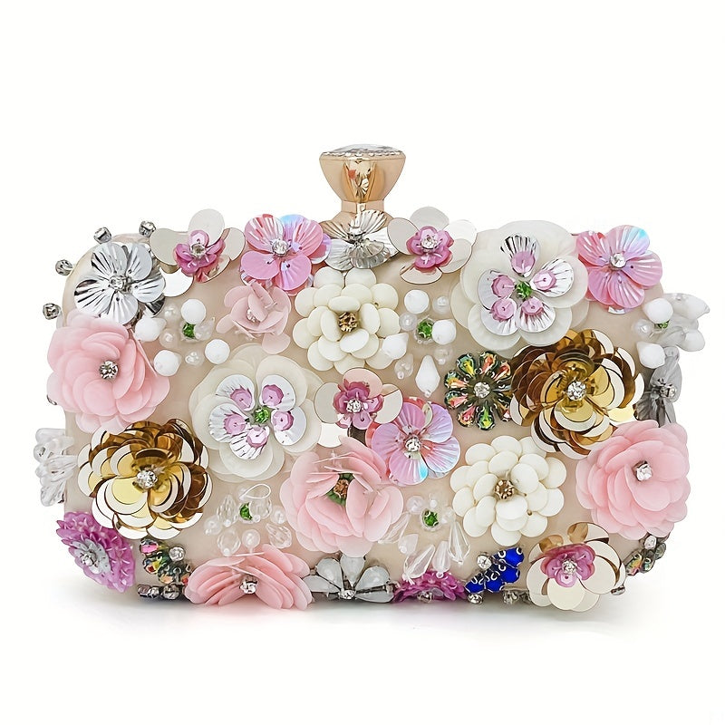Elegant Evening Bag, Flower Box Clutch Purse for Women's Wedding Party Prom