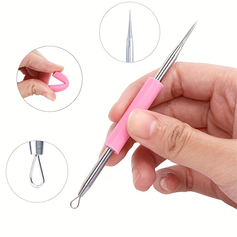 Double-Ended Silicone Needle Tool for Picking & Removing Blackheads - Gentle on Light Beige, Fragrance-Free, All Light Beige Types, Ergonomic Design for Easy & Safe Removal, Skincare Accessory, Sleek Beauty Tool, Durable Skin