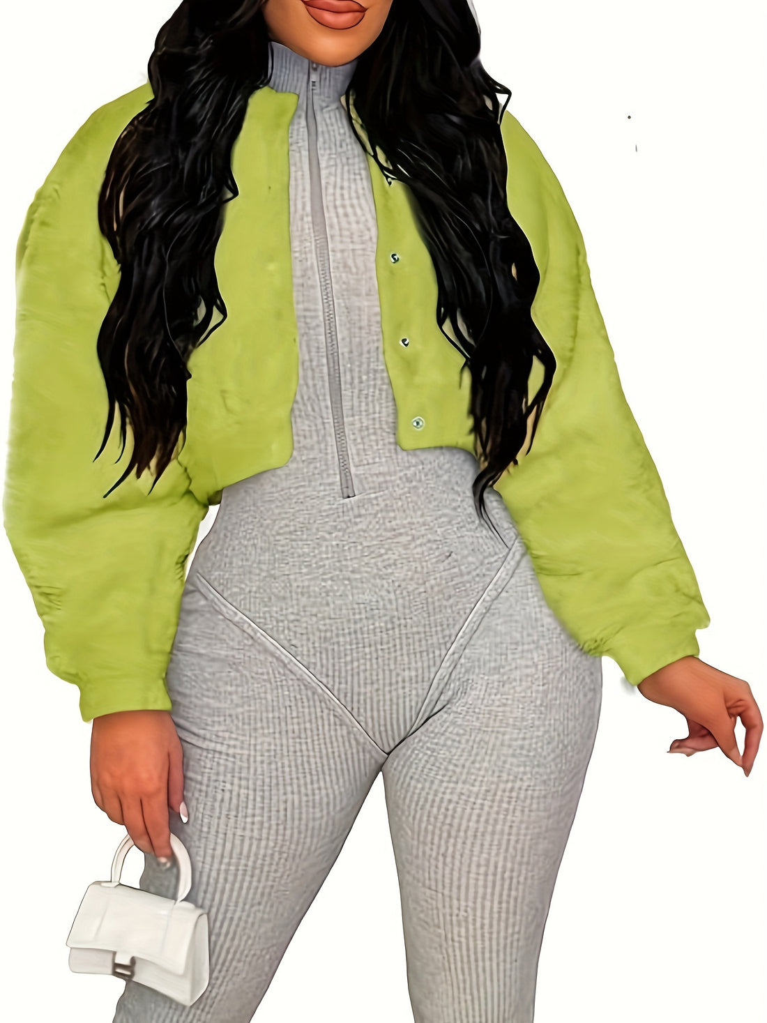 Faux Fur Jacket Women Warm Fluffy Button Crop Coats Casual Outerwear