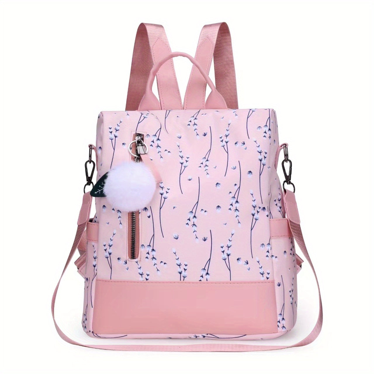 Backpack Purse For Women - Floral Print Shoulder Bag - School Bag
