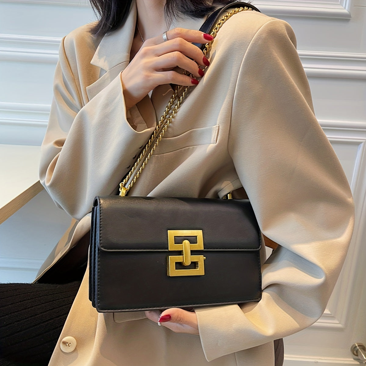 Women's Leather Crossbody - Square PU Bag for All Occasions