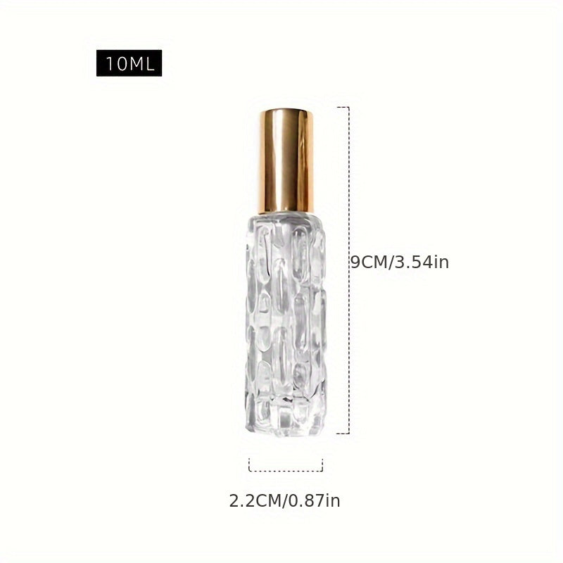 4pcs 0.34oz Clear Empty Refill Perfume Spray Bottle Jars With Cap Art Design Cosmetic Perfume Makeup Water Storage Holder Container DIY Beauty Tool, Easy To Carry, Suitable For Traveling And Traveling, Travel Accessories