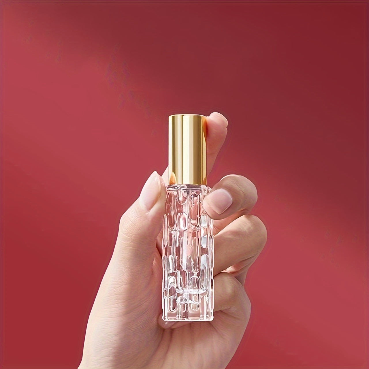 4pcs 0.34oz Clear Empty Refill Perfume Spray Bottle Jars With Cap Art Design Cosmetic Perfume Makeup Water Storage Holder Container DIY Beauty Tool, Easy To Carry, Suitable For Traveling And Traveling, Travel Accessories