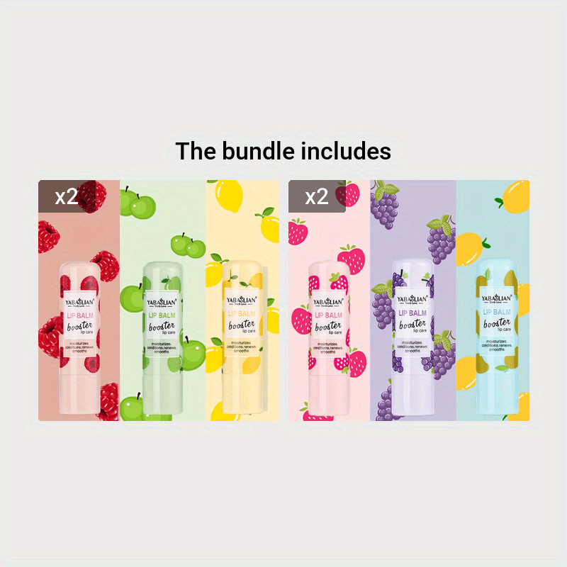 Moisturizing Lip Balm, 6 Fruit Flavors