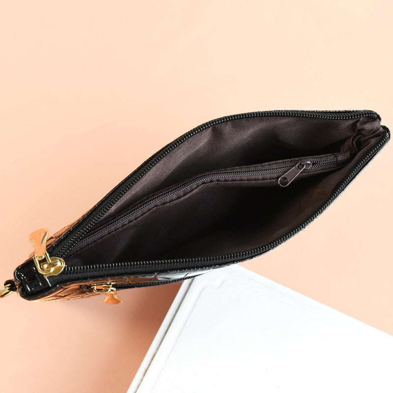Croc Embossed Clutch Bag Women's Elegant Crossbody