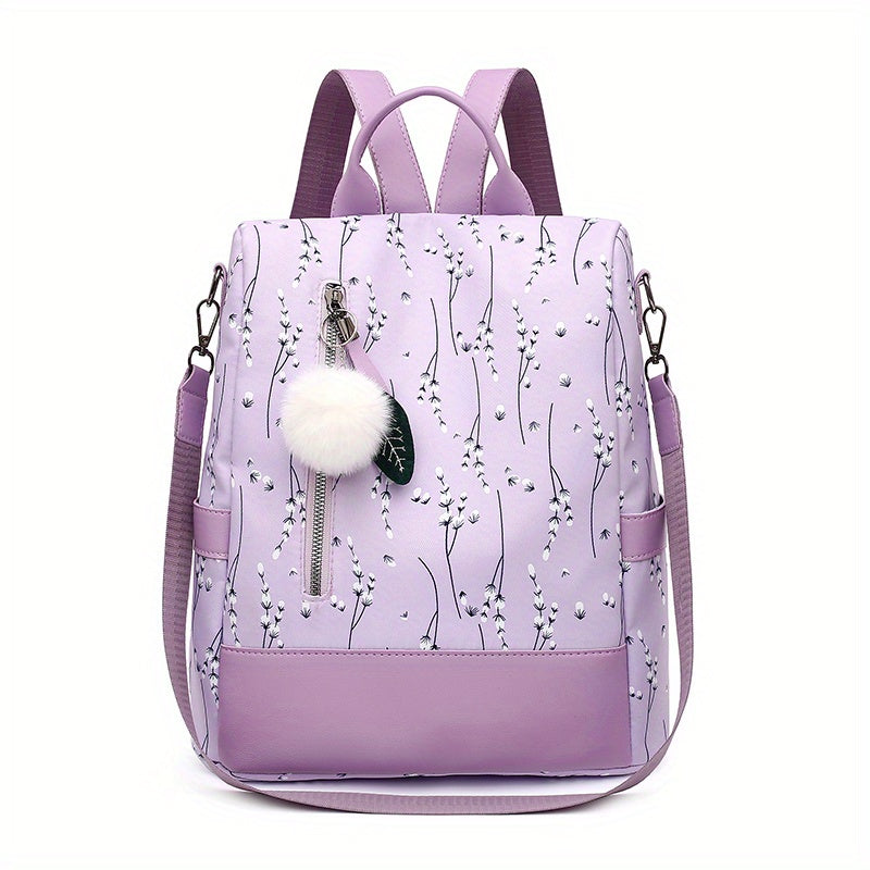 Backpack Purse For Women - Floral Print Shoulder Bag - School Bag