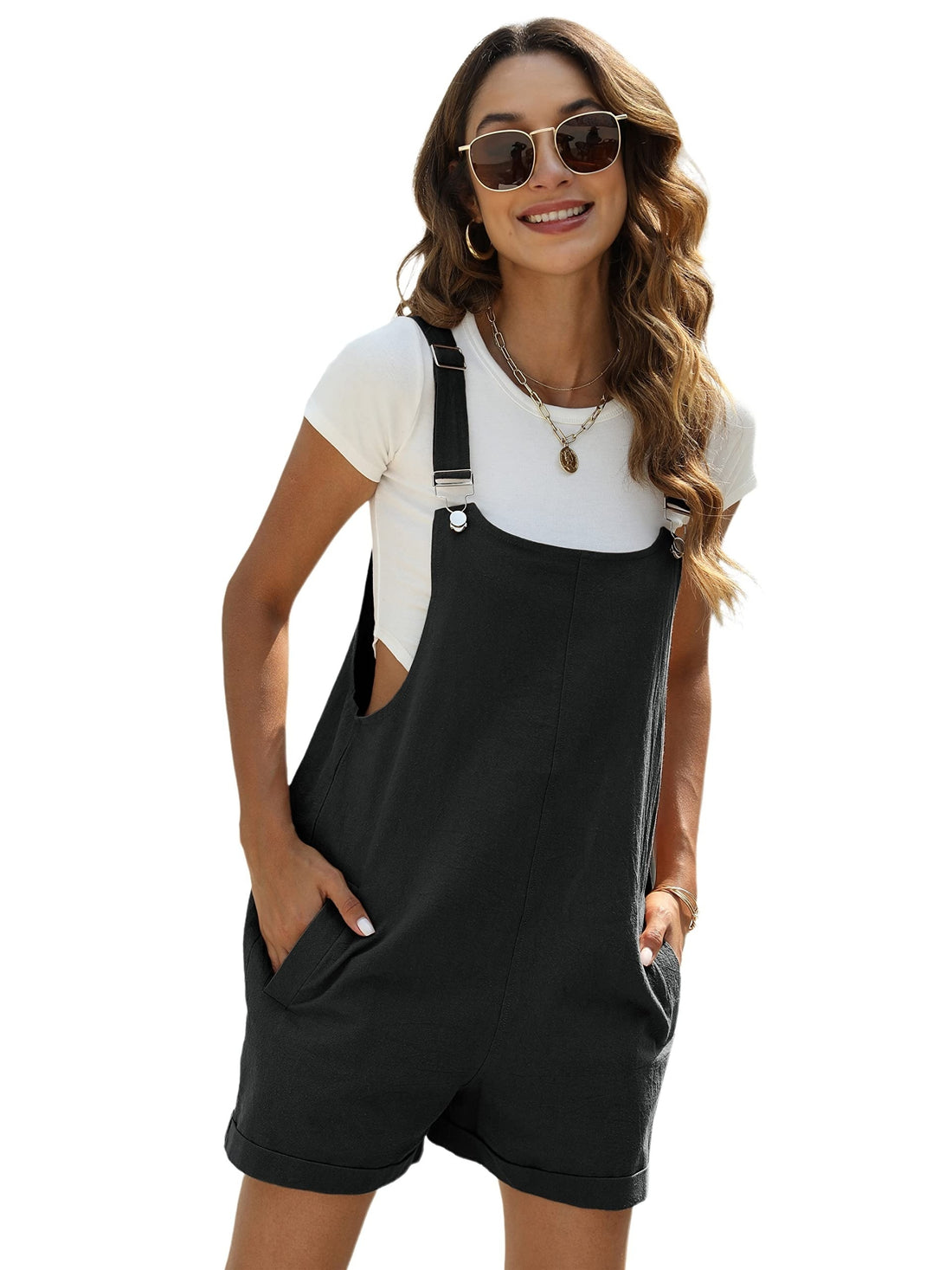 Women's Cotton-Linen Jumpsuit with Pockets