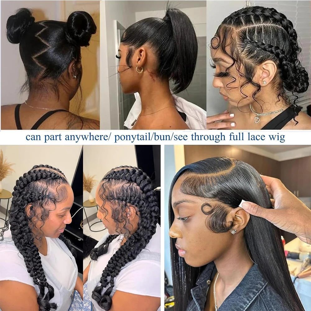 HD Full Lace Human Hair Wigs Brazilian Straight Human Hair Wigs for Black Women  250 Density Glueless Wig Human Hair