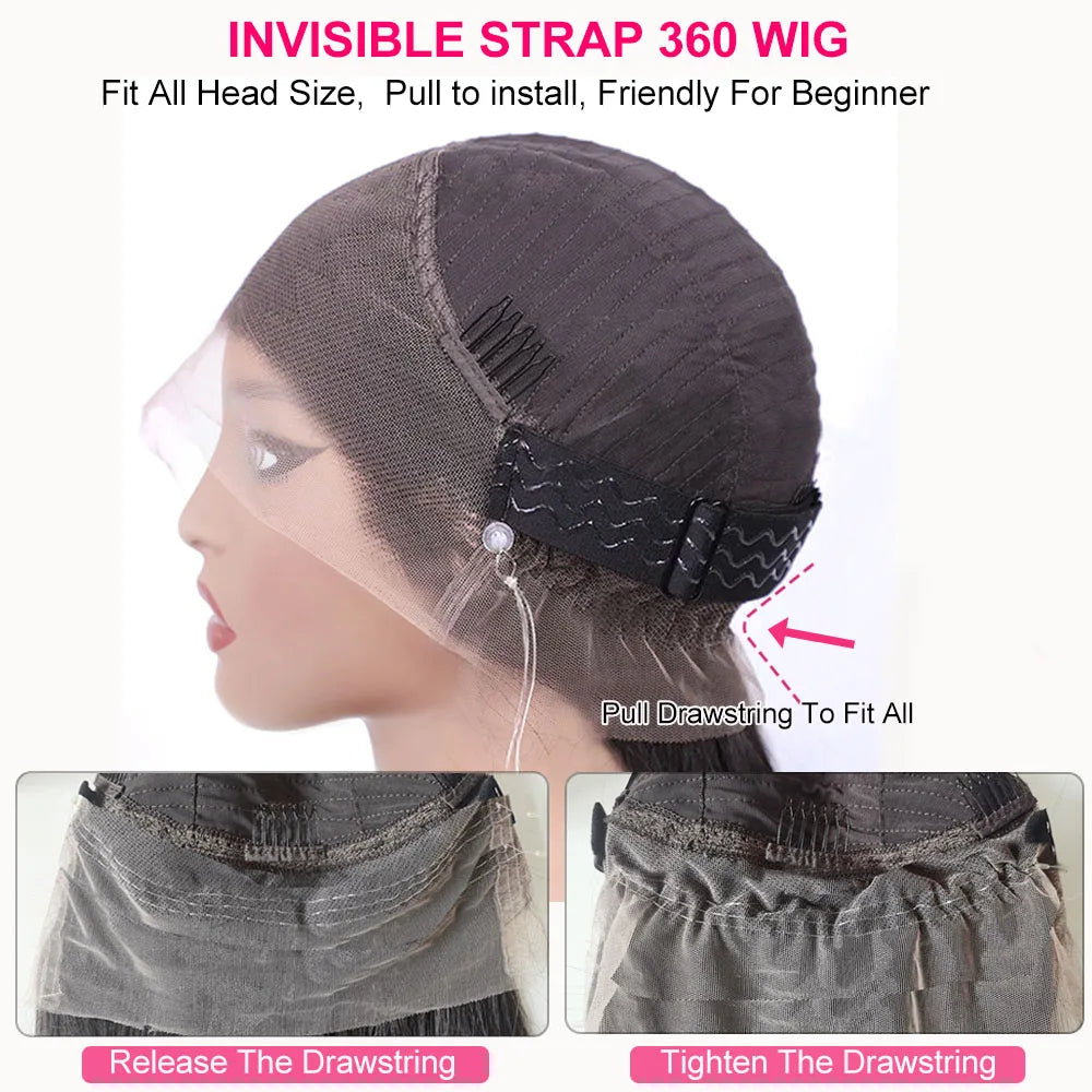 250 Density Invisible Strap 360 Full Hd Glueless Wig 30 Inch Water Wave Lace Front Human Hair Wig Deep Curly Wave Frontal Wig