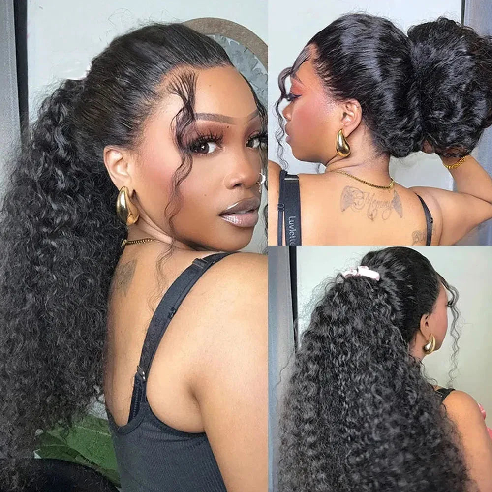 250 Density Invisible Strap 360 Full Hd Glueless Wig 30 Inch Water Wave Lace Front Human Hair Wig Deep Curly Wave Frontal Wig