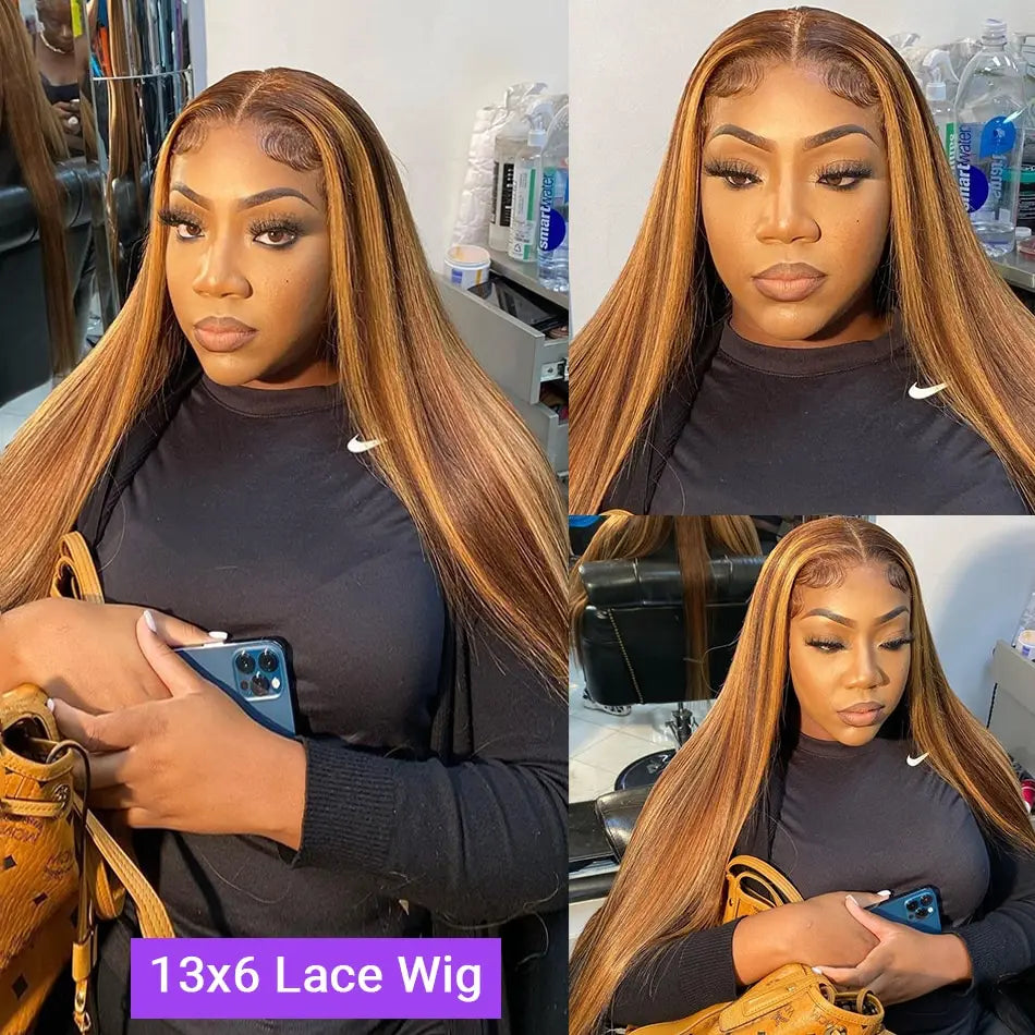 Highlight Glueless Wig Human Hair Ready To Wear And Go For Women 13x6 Hd Frontal Straight Honey Blonde Lace Front Wigs