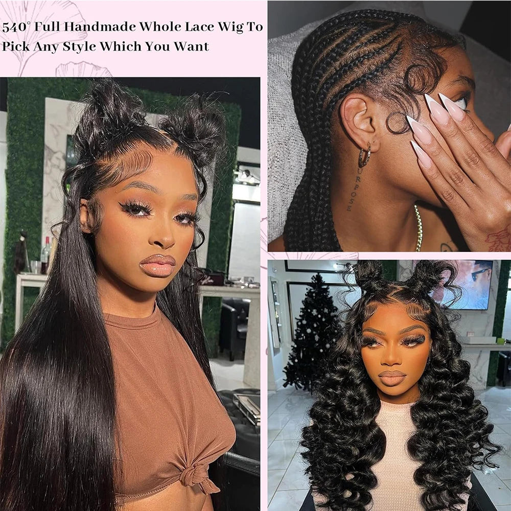 HD Full Lace Human Hair Wigs Brazilian Straight Human Hair Wigs for Black Women  250 Density Glueless Wig Human Hair