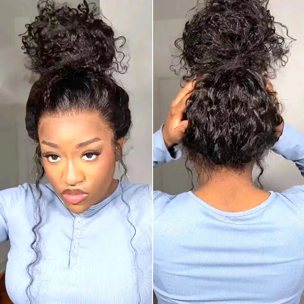 250 Density Invisible Strap 360 Full Hd Glueless Wig 30 Inch Water Wave Lace Front Human Hair Wig Deep Curly Wave Frontal Wig