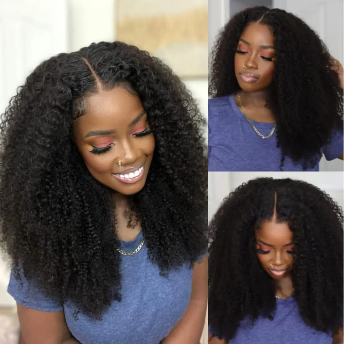 Kinky Curly Human Hair Wig – Glueless Wear & Go 4x4/13x4/13x6 Lace Front Wig, Long Brazilian Remy Hair for Women