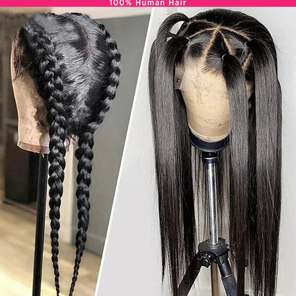 HD Full Lace Human Hair Wigs Brazilian Straight Human Hair Wigs for Black Women  250 Density Glueless Wig Human Hair