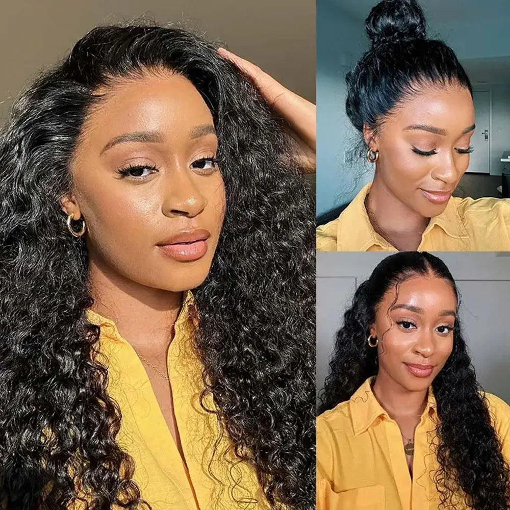 250 Density Invisible Strap 360 Full Hd Glueless Wig 30 Inch Water Wave Lace Front Human Hair Wig Deep Curly Wave Frontal Wig
