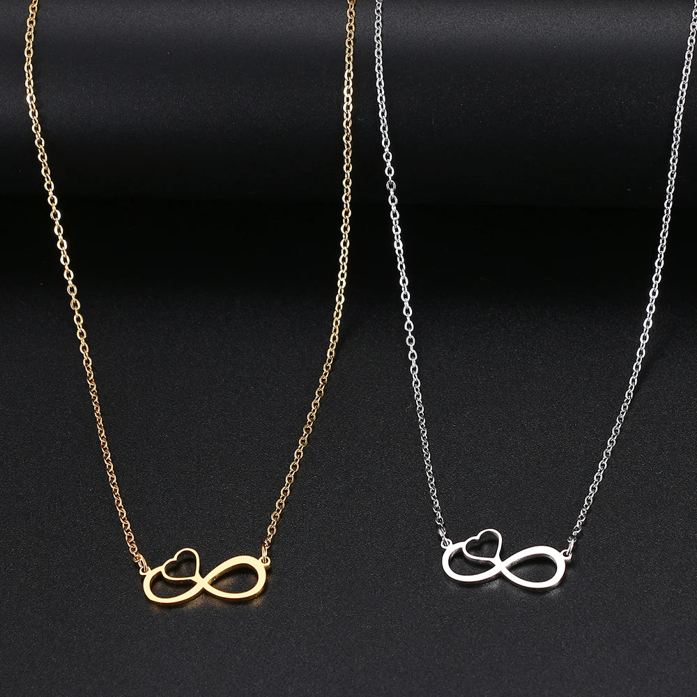 Stainless Steel Necklaces Infinity Symbol Heart Shape Pendant Chain Fashion Necklace For Women Jewelry Party Friends