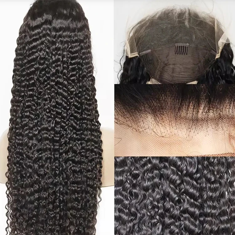 Human Hair Wigs Kinky Curly Double Drown Transparent Lace Front Wig