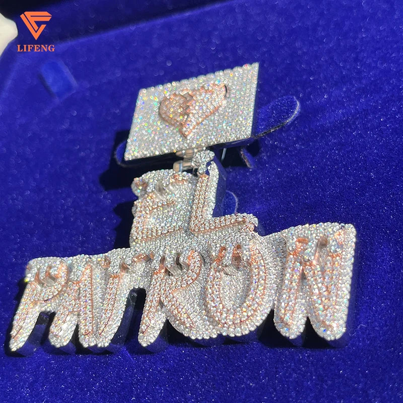Moissanite Pendant 925 Silver White Gold Plated Letters Pendent Choker Name Personality Pendant Charm