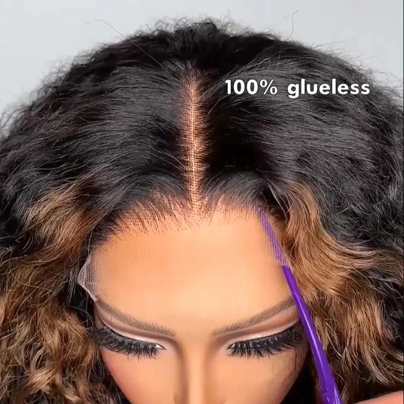 5X5 HD Lace Front Human Hair Wigs Pre-Plucked Kinky Curly Lace Wigs for Women Short Bob Curly Lace Wigs 250% Density 10"-14"