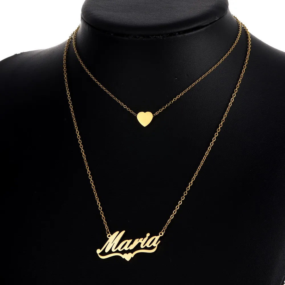 Trendy Handmade Name Pendant Heart Letter Choker Women Men Engraved Best Friend Gift Idea Custom Necklace Jewelry