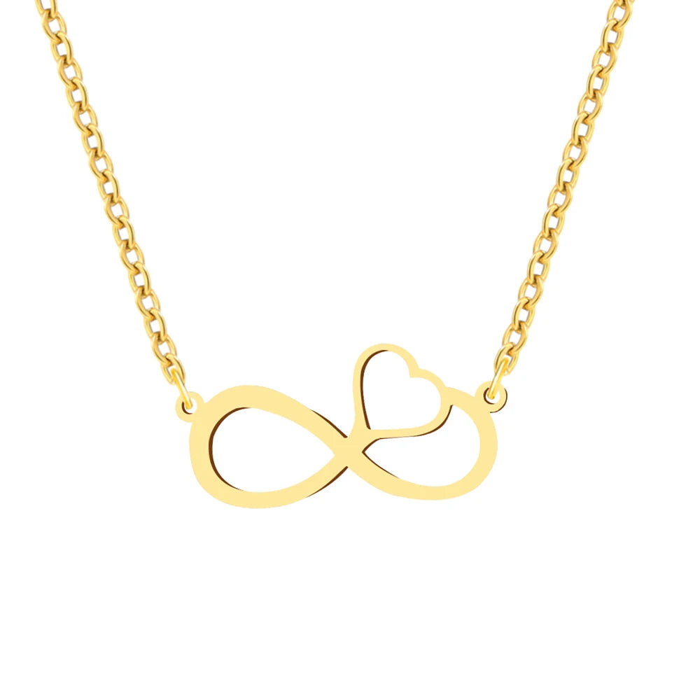 Stainless Steel Necklaces Infinity Symbol Heart Shape Pendant Chain Fashion Necklace For Women Jewelry Party Friends