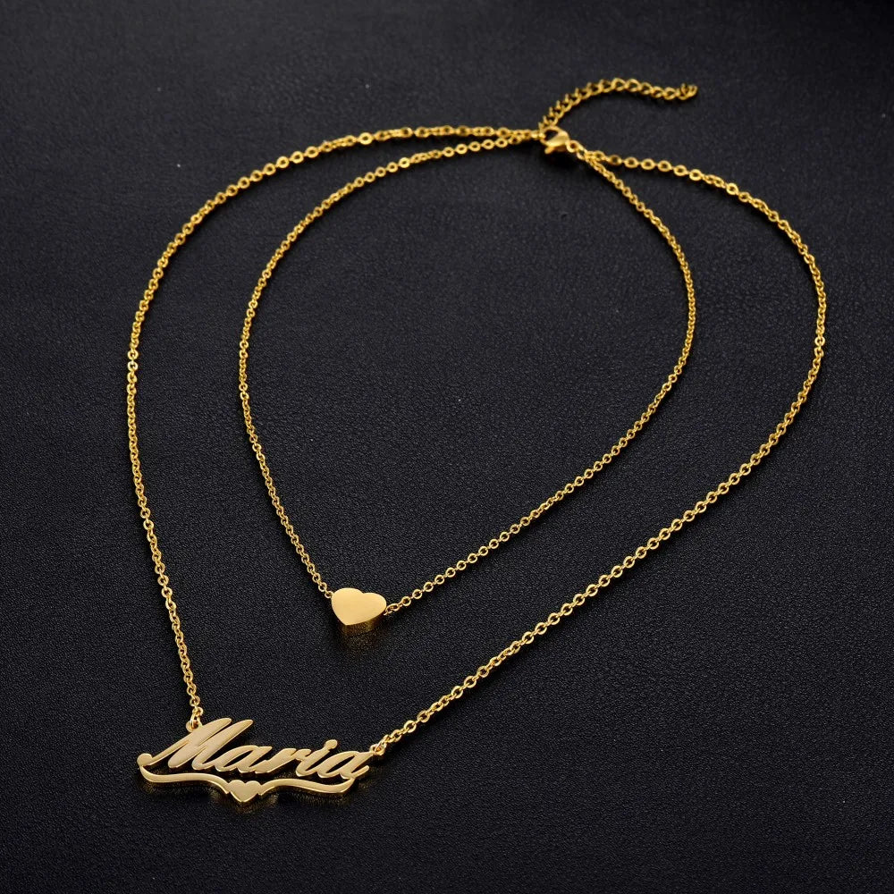 Trendy Handmade Name Pendant Heart Letter Choker Women Men Engraved Best Friend Gift Idea Custom Necklace Jewelry