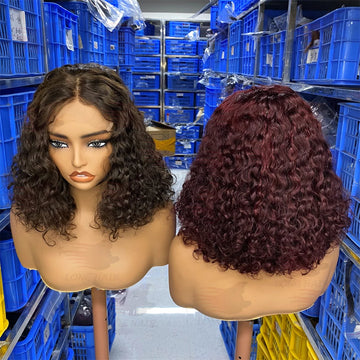 Curly  Vietnamese  Bob 5x5 Raw Human Hair Brazilian HD Glueless Closure Wig
