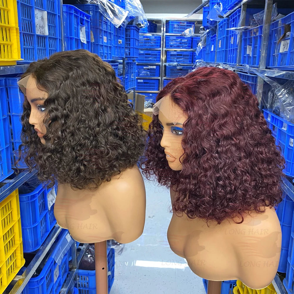 Curly  Vietnamese  Bob 5x5 Raw Human Hair Brazilian HD Glueless Closure Wig